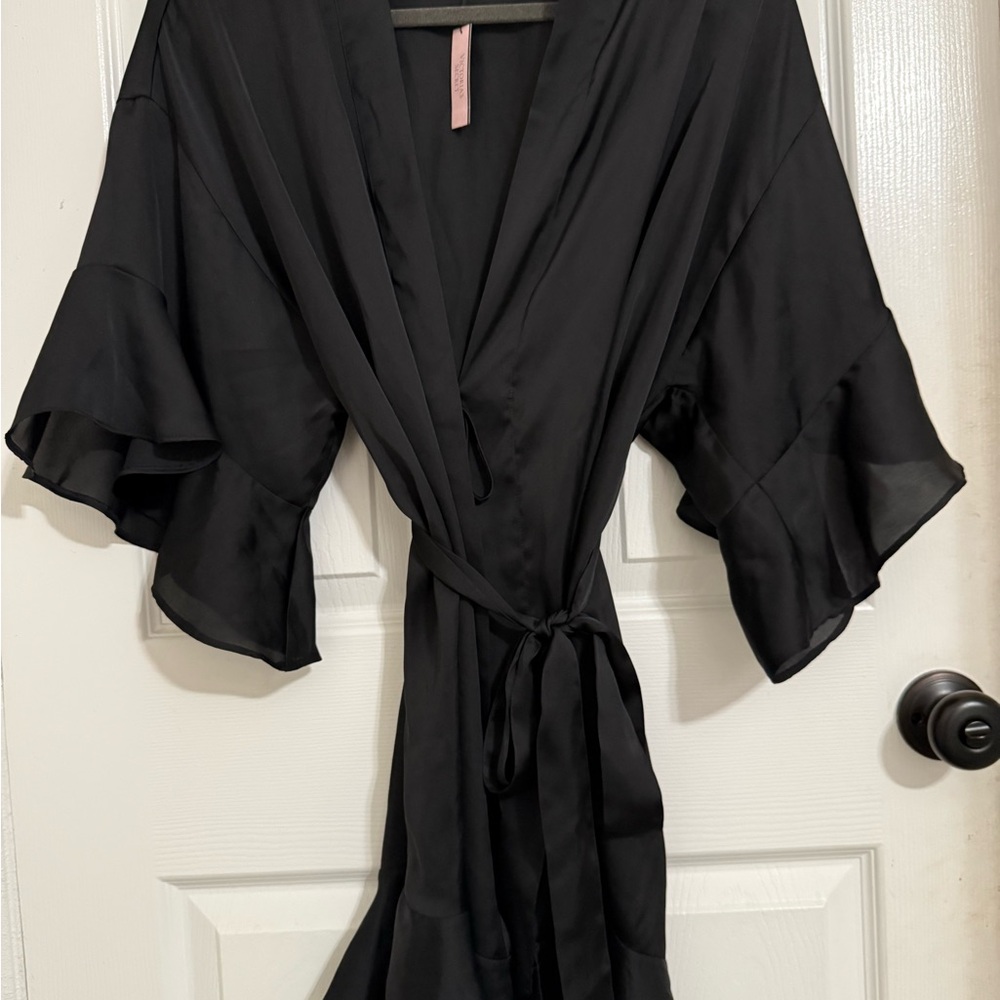 Victoria's Secret Black Satin Robe